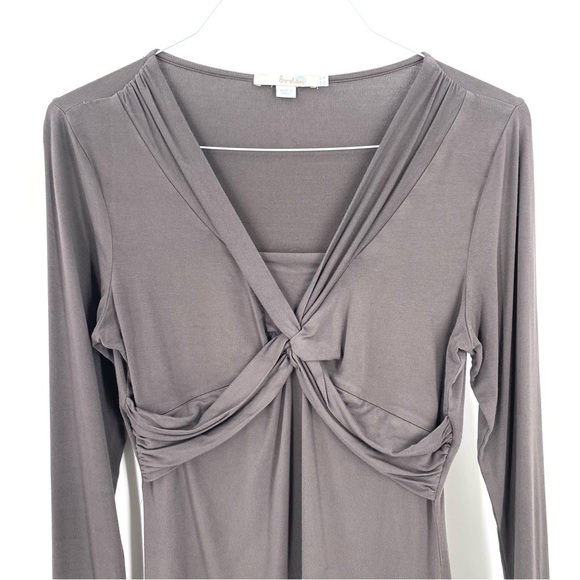 Boden GRAY Ponte Twist Front Jersey Long Sleeve VNeck Blouse Top - Picture 3 of 7